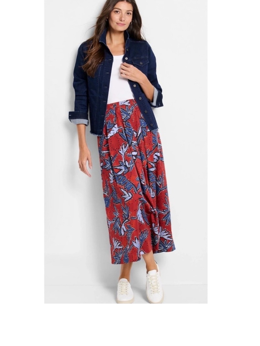 Nic + Zoe Red A-Line Midi Skirt